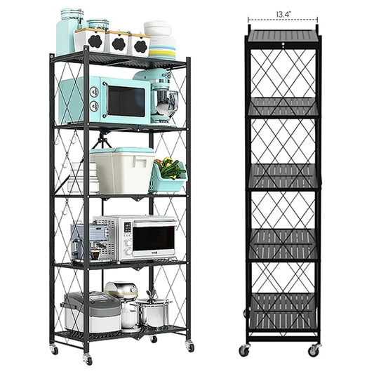 5-Tier Metal Storage Shelving Unit With Wheels Heavy Duty