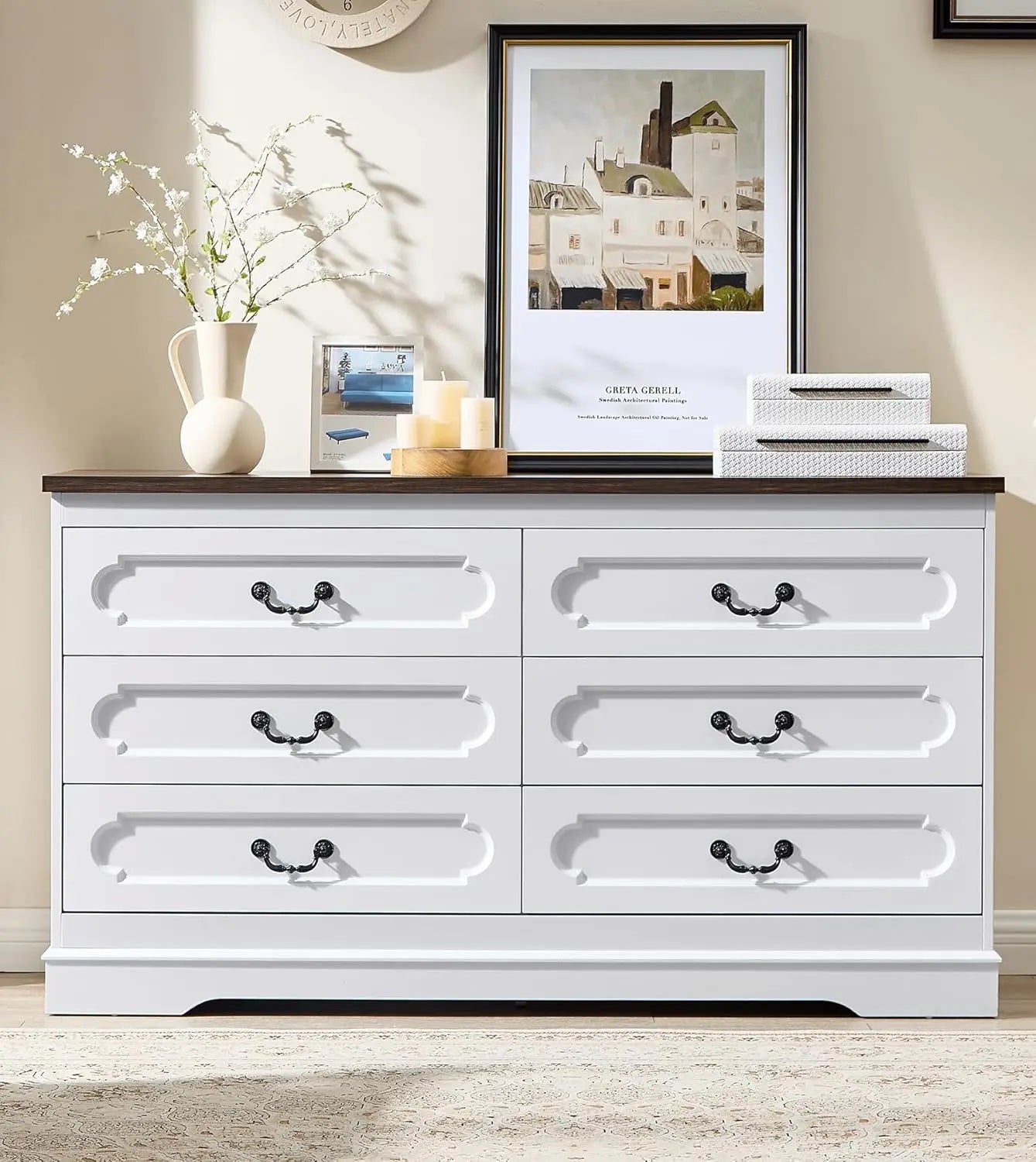 Farmhouse Wood Dresser For Bedroom Chest Of Drawers