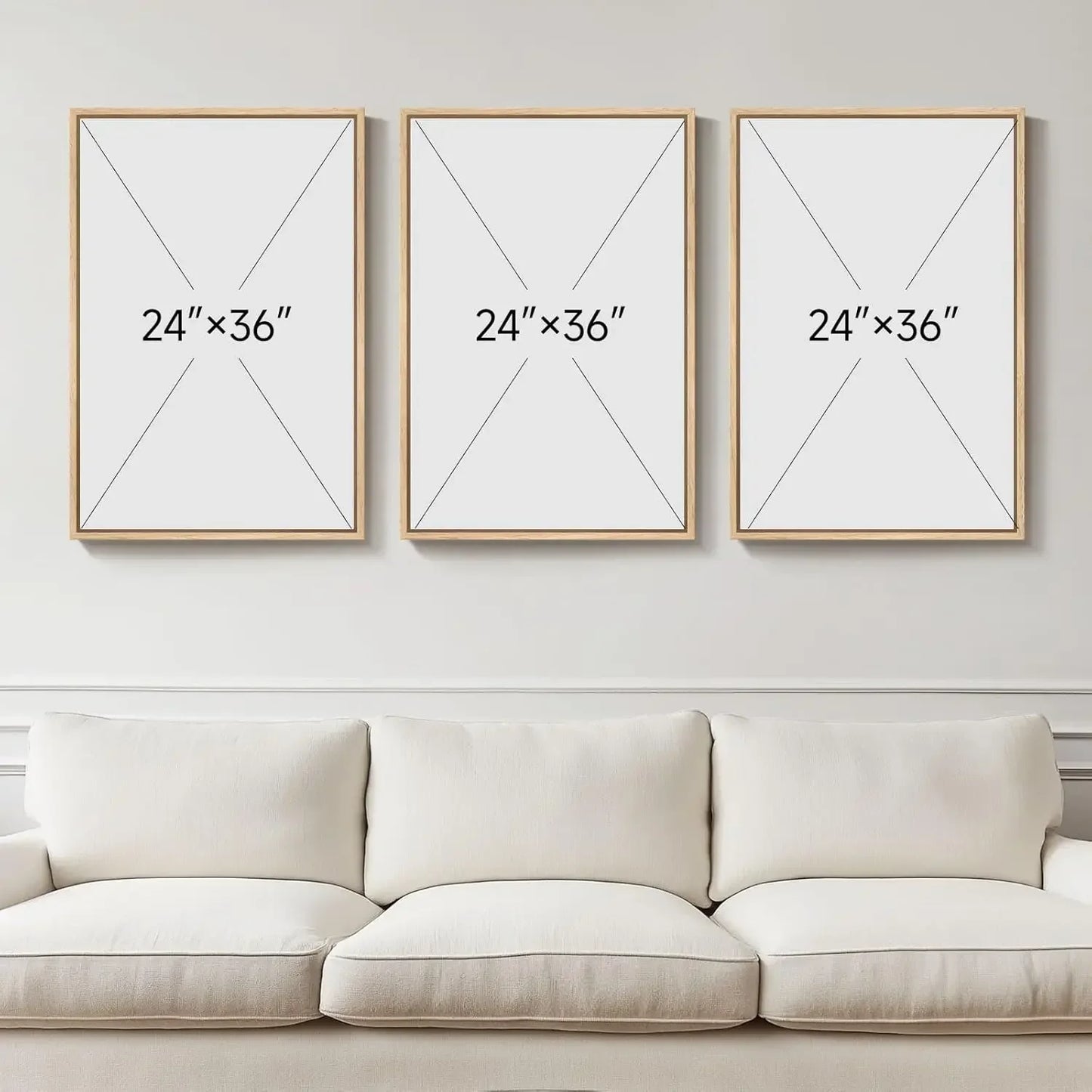Neutral Abstract Wall Art Set 3 Piece Boho Canvas Prints