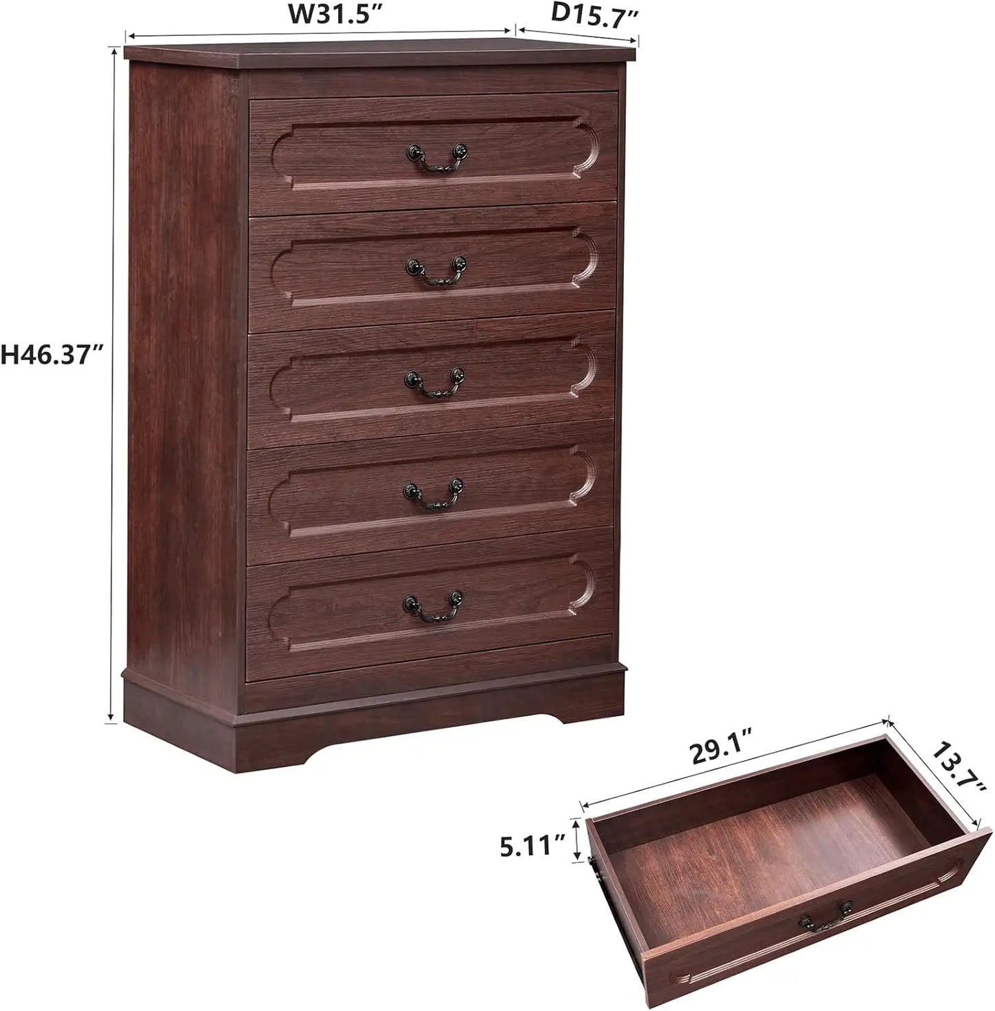 Farmhouse Wood Dresser For Bedroom Chest Of Drawers