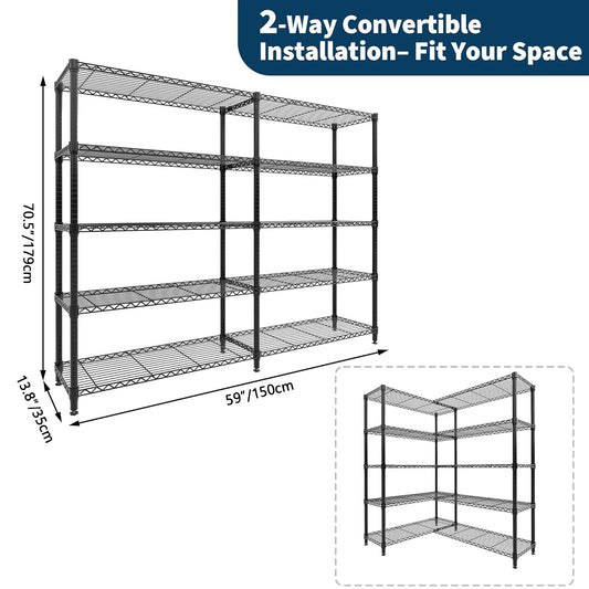 TWISTER.CK Heavy Duty Storage Shelves Five Tier Metal Shelving Unit