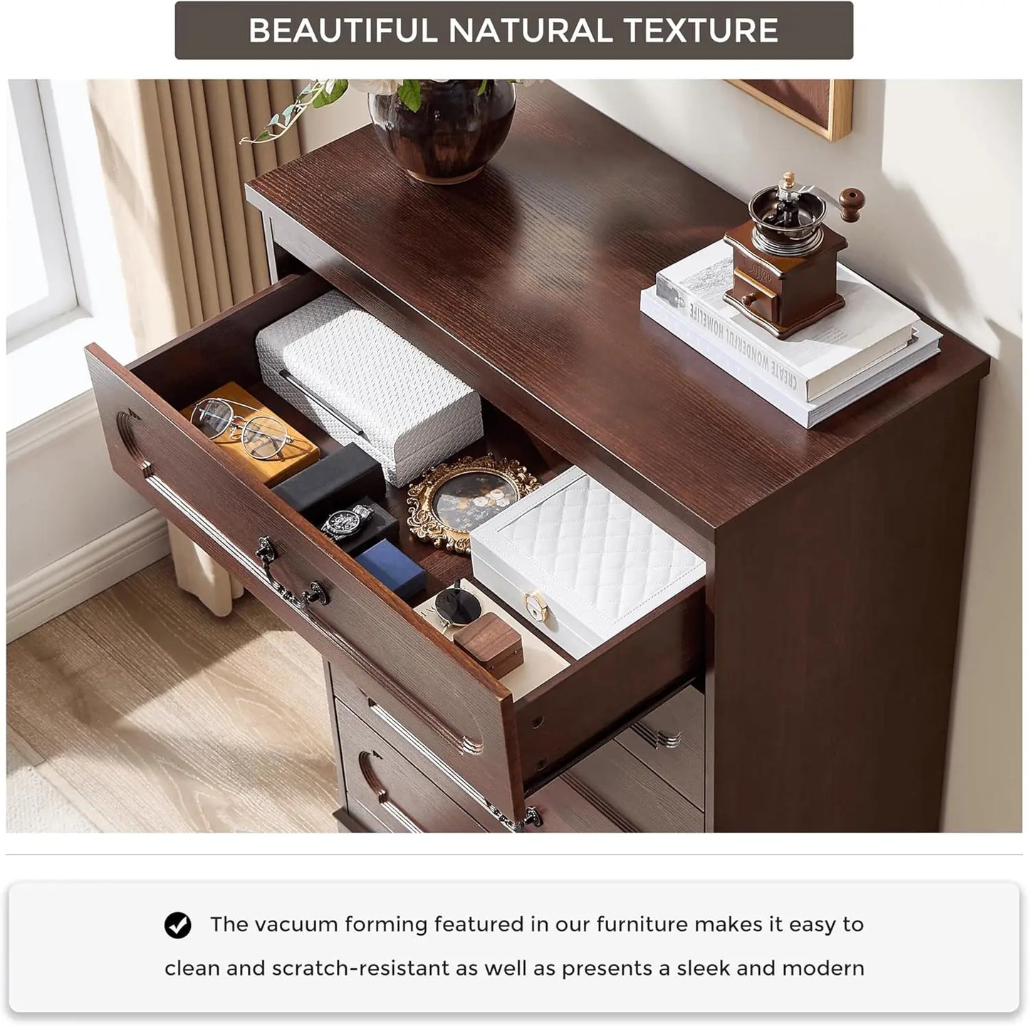 Farmhouse Wood Dresser For Bedroom Chest Of Drawers