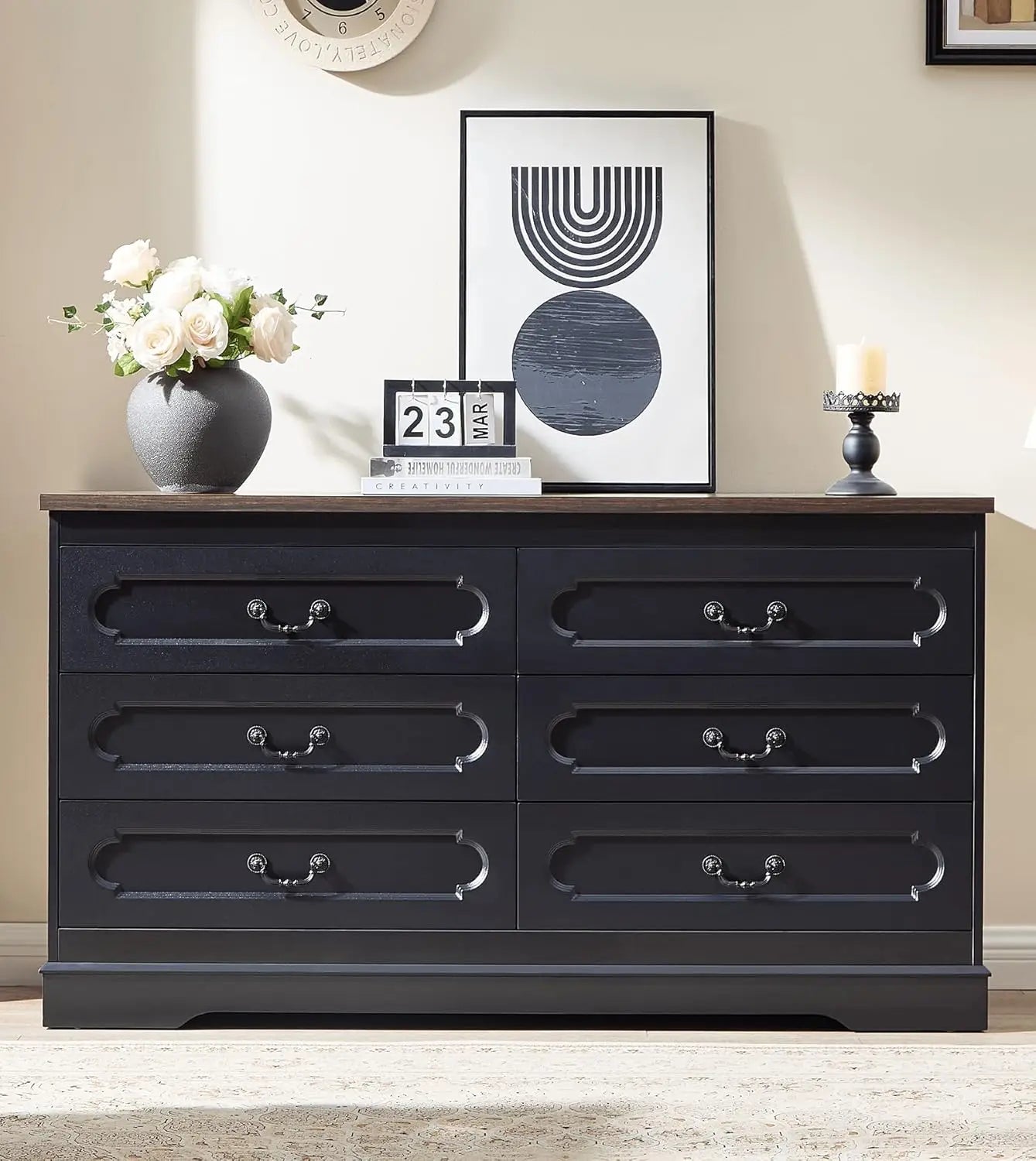 Farmhouse Wood Dresser For Bedroom Chest Of Drawers