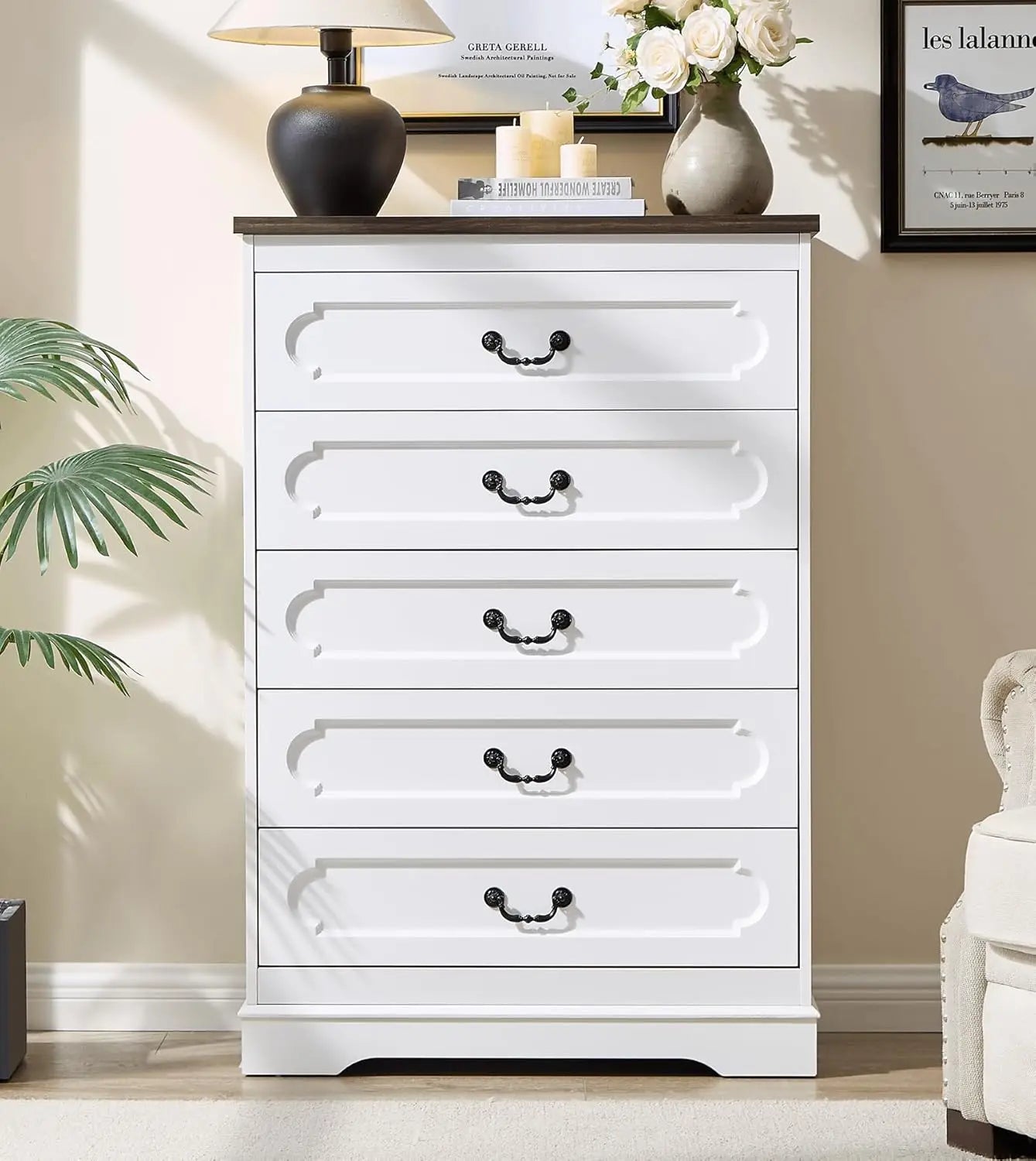 Farmhouse Wood Dresser For Bedroom Chest Of Drawers