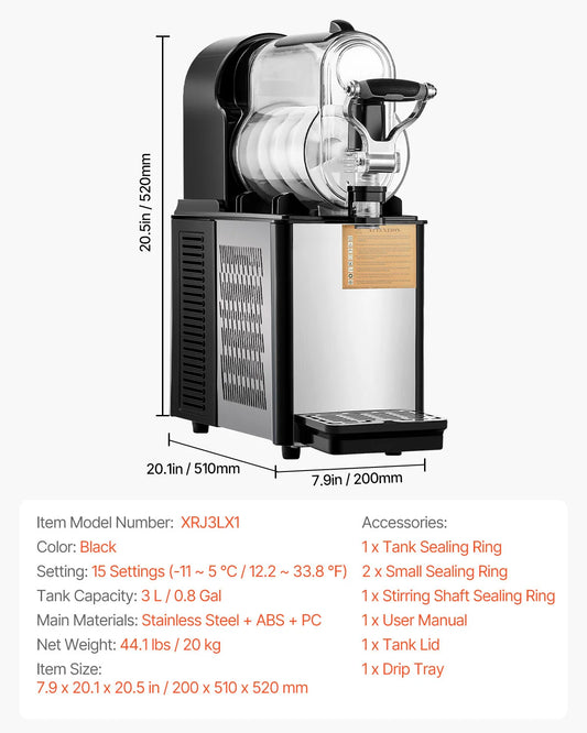 VEVOR Commercial Slushy Machine Stainless Steel For Party Use