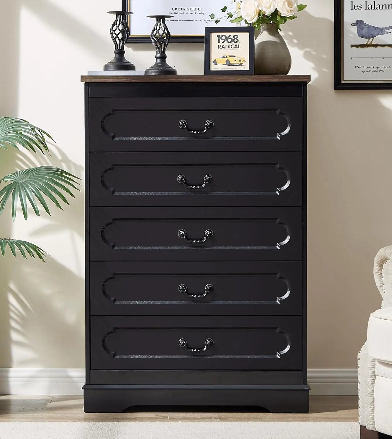 Farmhouse Wood Dresser For Bedroom Chest Of Drawers