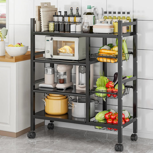 Multi Functional Removable Cabinet Storage Rack Four Tier Metal Shelves